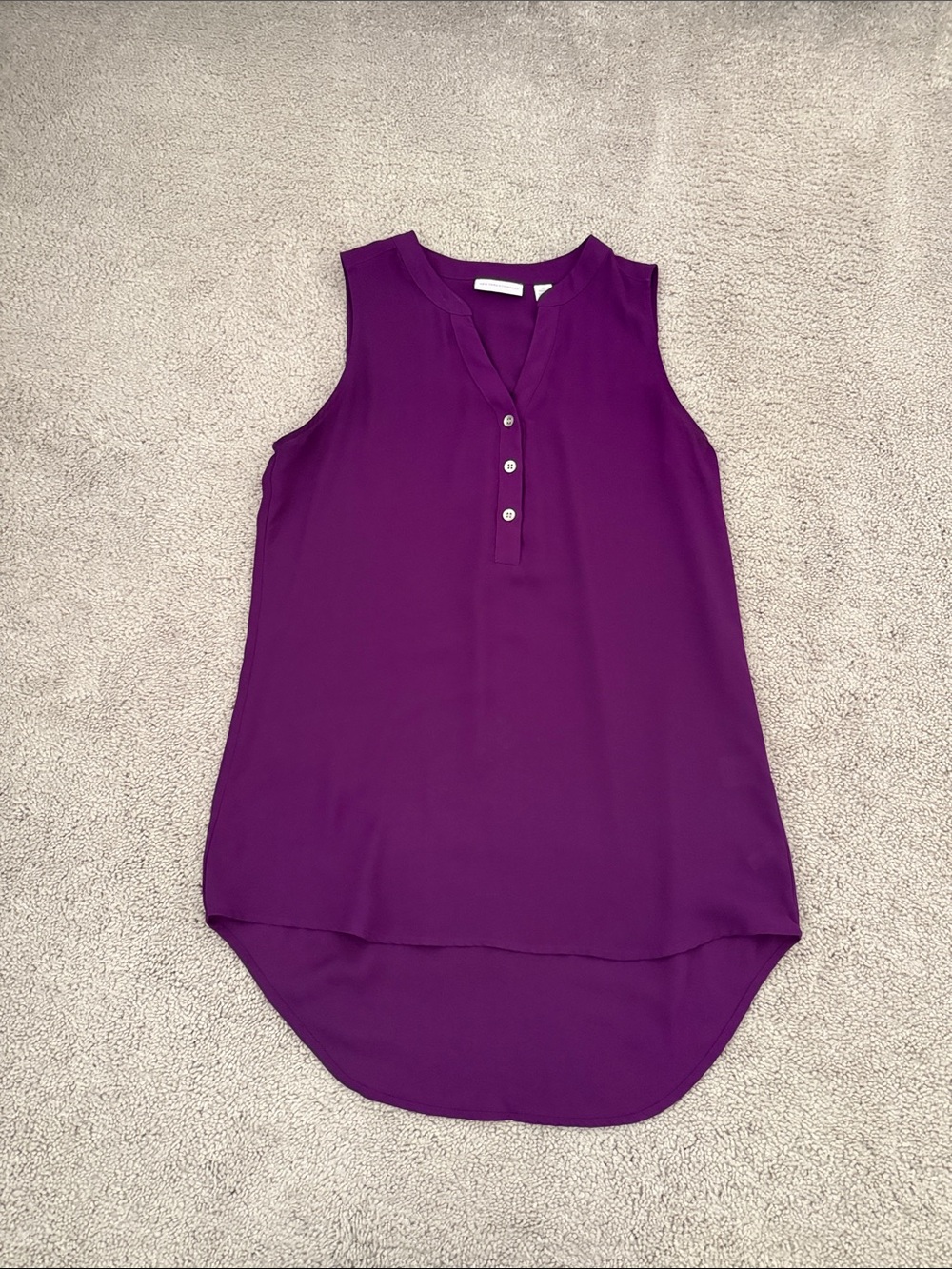New York & Company Sleeveless Purple Henley Tunic